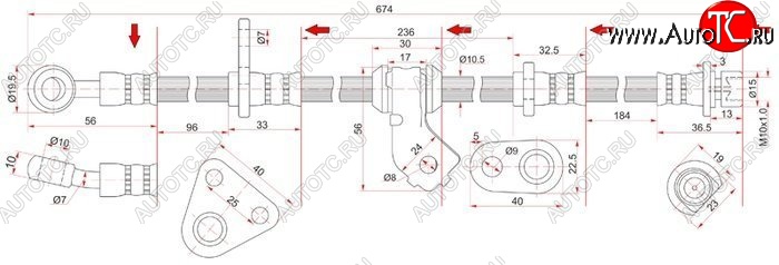 1 699 р. Тормозной шланг передний SAT (правый) Honda Civic EG седан (1992-1995)  с доставкой в г. Воронеж
