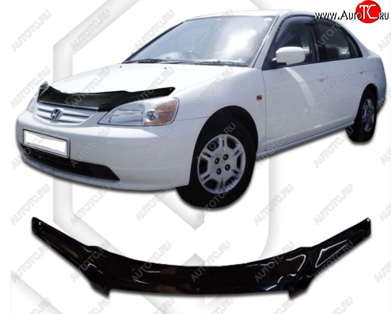 2 159 р. Дефлектор капота SD (EN2, ES9) CA-Plastiс Honda Civic ES седан дорестайлинг (2000-2003) (Classic черный, Без надписи)  с доставкой в г. Воронеж