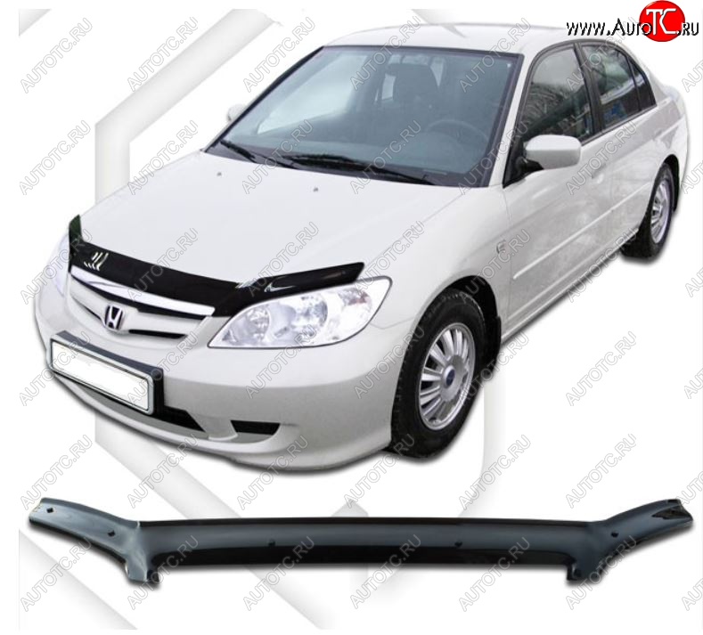 2 079 р. Дефлектор капота SD (ES1) CA-Plastiс Honda Civic ES седан дорестайлинг (2000-2003) (Classic черный, Без надписи)  с доставкой в г. Воронеж