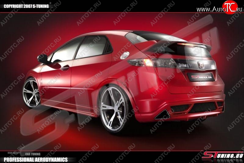 4 999 р. Накладка на задний бампер S-tuning Honda Civic FK,FN хэтчбэк 5 дв. дорестайлинг (2005-2008)  с доставкой в г. Воронеж