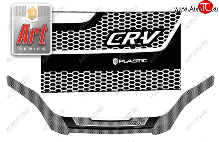 2 399 р. Дефлектор капота CA-Plastiс  Honda CR-V  RE1,RE2,RE3,RE4,RE5,RE7 (2007-2010) дорестайлинг (Серия Art серебро)  с доставкой в г. Воронеж