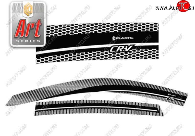 2 199 р. Дефлектор капота CA-Plastiс  Honda CR-V  RE1,RE2,RE3,RE4,RE5,RE7 (2007-2010) дорестайлинг (Серия Art серебро, Без хром.молдинга)  с доставкой в г. Воронеж