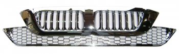 23 449 р. Решётка радиатора SAT (комлект верх + низ) Honda CR-V RE1,RE2,RE3,RE4,RE5,RE7 дорестайлинг (2007-2010) (Хром)  с доставкой в г. Воронеж. Увеличить фотографию 2