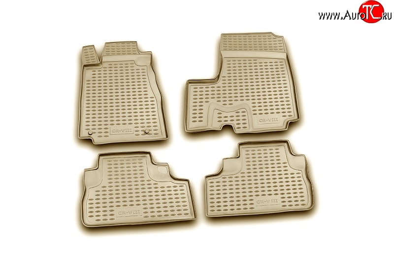 2 654 р. Коврики в салон Element 4 шт. (полиуретан, бежевые) Honda CR-V RE1,RE2,RE3,RE4,RE5,RE7 дорестайлинг (2007-2010)  с доставкой в г. Воронеж