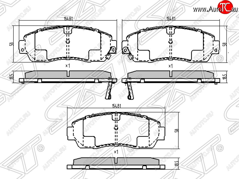 1 359 р. Колодки тормозные передние SAT Honda CR-V RE1,RE2,RE3,RE4,RE5,RE7 дорестайлинг (2007-2010)  с доставкой в г. Воронеж