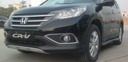 9 749 р. Накладка на передний бампер CT Honda CR-V RM1,RM3,RM4 дорестайлинг (2012-2015) (Неокрашенная)  с доставкой в г. Воронеж. Увеличить фотографию 2