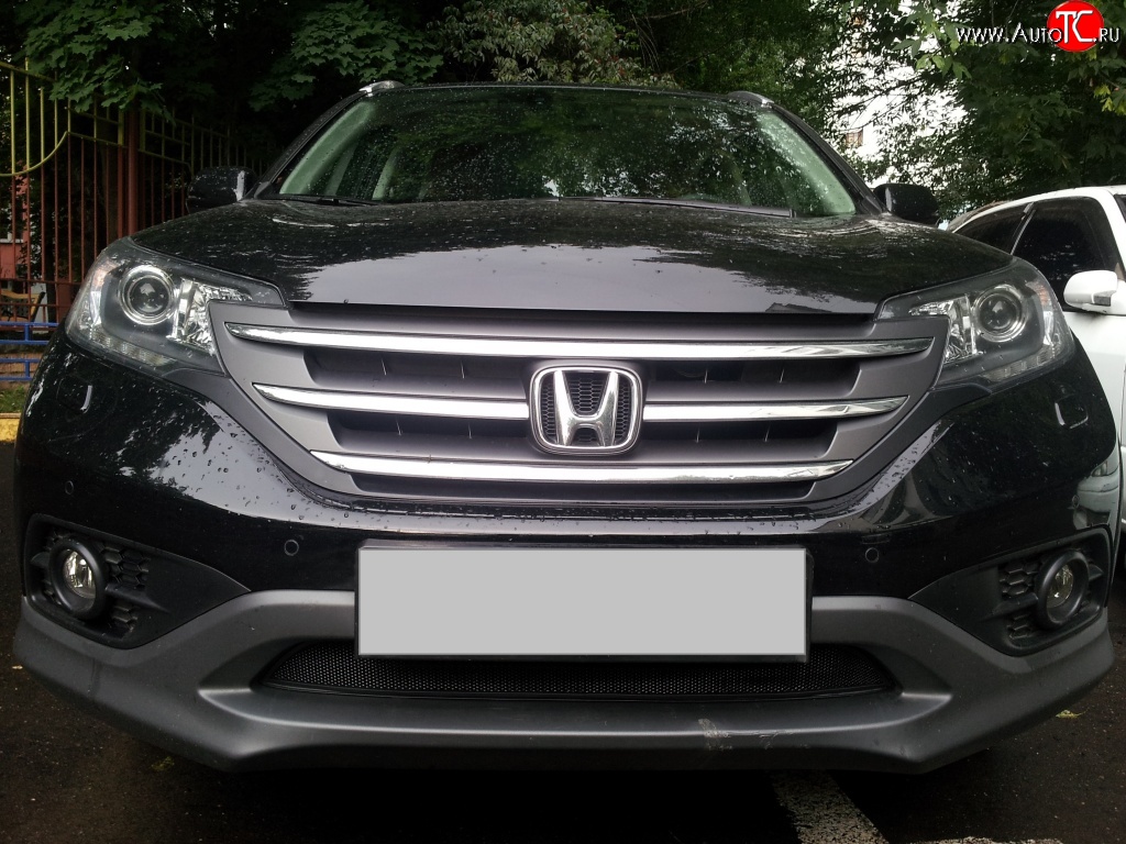 1 469 р. Сетка на бампер (2.0) Russtal (черная) Honda CR-V RM1,RM3,RM4 дорестайлинг (2012-2015)  с доставкой в г. Воронеж