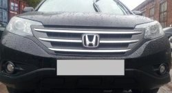 2 249 р. Сетка на бампер (2.4) Russtal (черная) Honda CR-V RM1,RM3,RM4 дорестайлинг (2012-2015)  с доставкой в г. Воронеж. Увеличить фотографию 4
