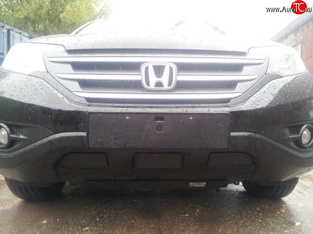 2 249 р. Сетка на бампер (2.4) Russtal (черная) Honda CR-V RM1,RM3,RM4 дорестайлинг (2012-2015)  с доставкой в г. Воронеж