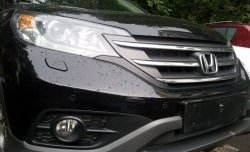 1 539 р. Сетка на бампер (2.0) Russtal (хром) Honda CR-V RM1,RM3,RM4 дорестайлинг (2012-2015)  с доставкой в г. Воронеж. Увеличить фотографию 2