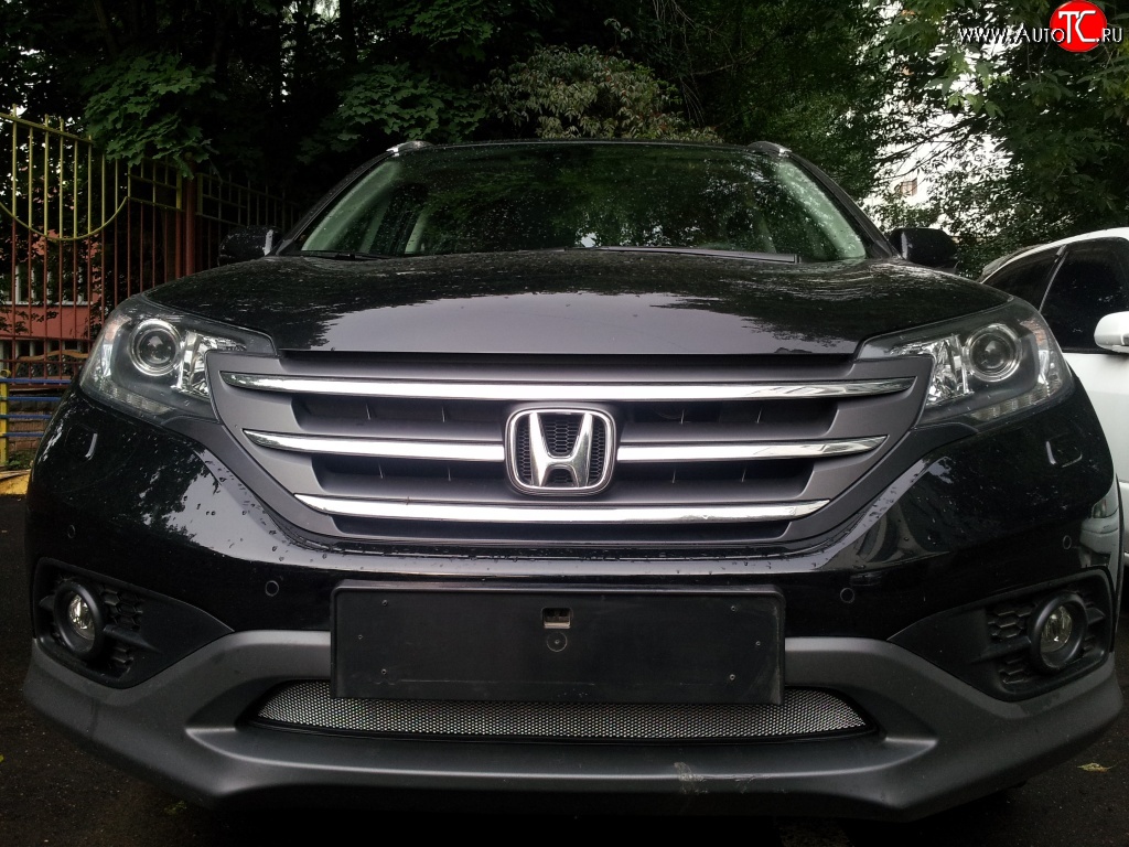 1 539 р. Сетка на бампер (2.0) Russtal (хром) Honda CR-V RM1,RM3,RM4 дорестайлинг (2012-2015)  с доставкой в г. Воронеж