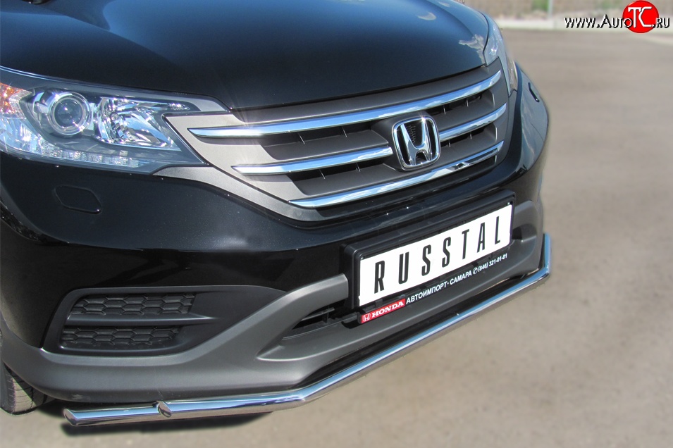 15 999 р. Защита переднего бампера (2 трубыØ42 мм, нержавейка) SLITKOFF  Honda CR-V  RM1,RM3,RM4 (2012-2015) дорестайлинг  с доставкой в г. Воронеж