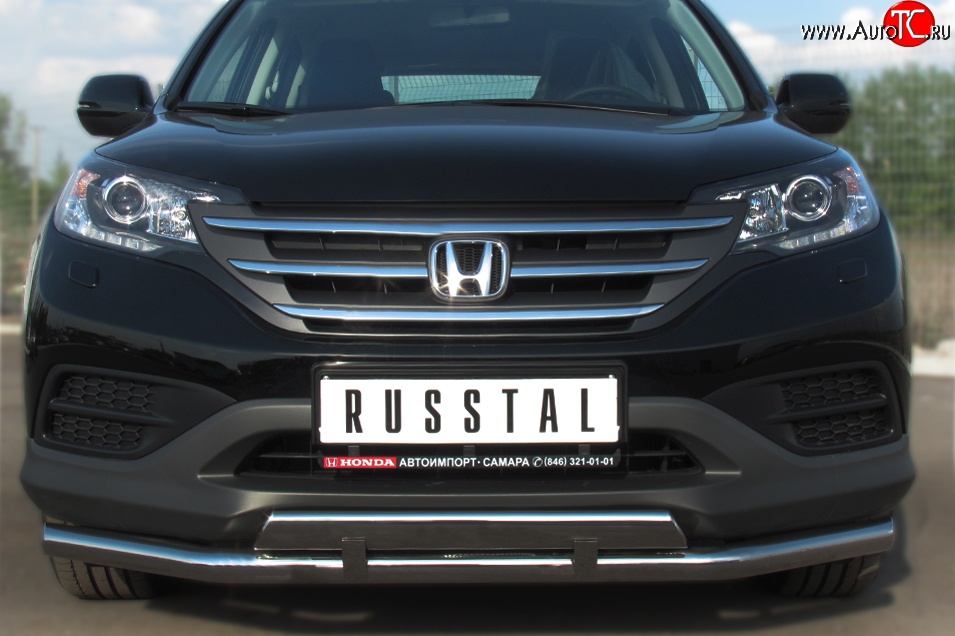 17 999 р. Защита переднего бампера (2 трубыØ63 и 42 мм, нержавейка) SLITKOFF  Honda CR-V  RM1,RM3,RM4 (2012-2015) дорестайлинг  с доставкой в г. Воронеж