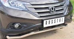 15 899 р. Защита переднего бампера (Ø63 мм волна, нержавейка, 2.4) SLITKOFF  Honda CR-V  RM1,RM3,RM4 (2012-2015) дорестайлинг  с доставкой в г. Воронеж. Увеличить фотографию 2
