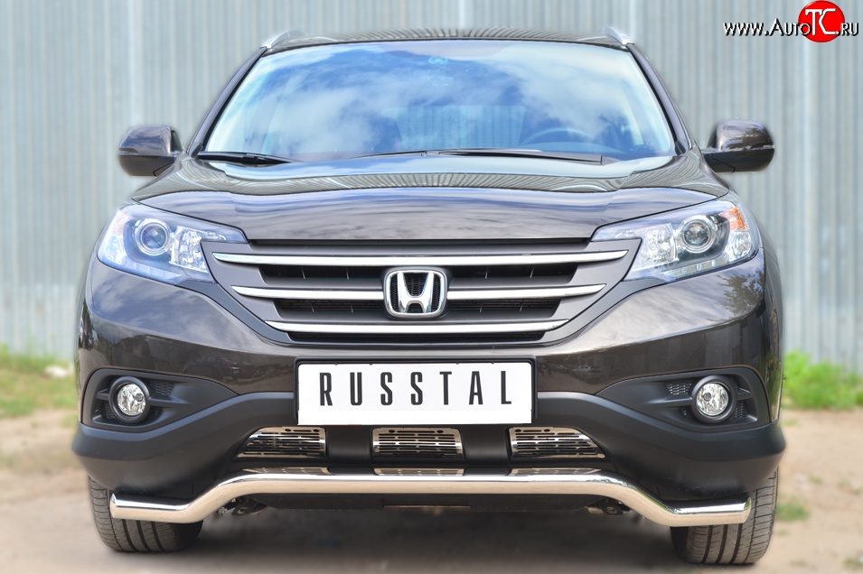 15 899 р. Защита переднего бампера (Ø63 мм волна, нержавейка, 2.4) SLITKOFF  Honda CR-V  RM1,RM3,RM4 (2012-2015) дорестайлинг  с доставкой в г. Воронеж