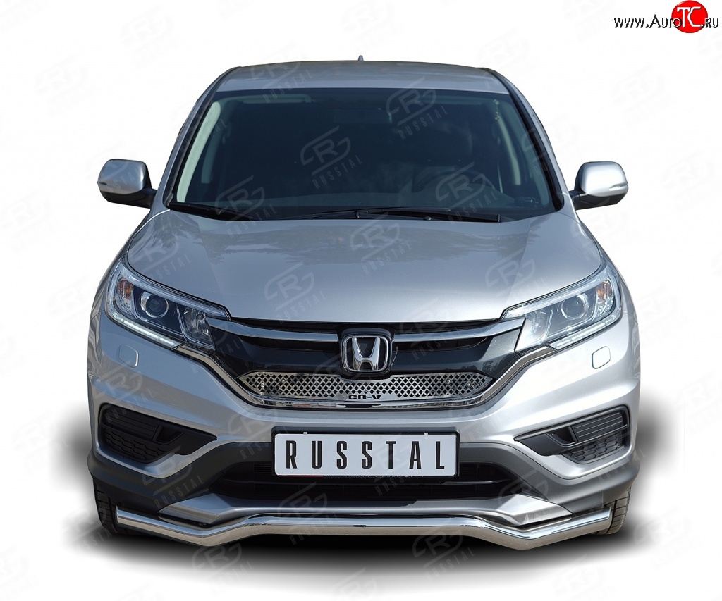16 249 р. Защита переднего бампера (Ø63 мм волна, нержавейка, 2.0) SLITKOFF  Honda CR-V  RM1,RM3,RM4 (2012-2015) дорестайлинг  с доставкой в г. Воронеж