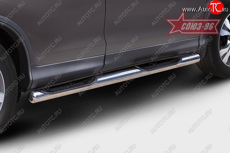 14 939 р. Защита порогов с проступью Souz-96 (d76) Honda CR-V RM1,RM3,RM4 дорестайлинг (2012-2015)  с доставкой в г. Воронеж