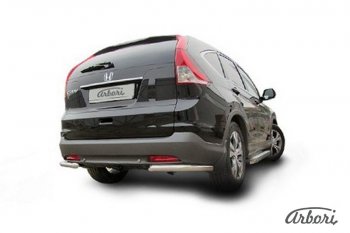 8 999 р. Защита заднего бампера Arbori (уголки, нержавейка, 1 труба d57 mm). Honda CR-V RM1,RM3,RM4 дорестайлинг (2012-2015)  с доставкой в г. Воронеж. Увеличить фотографию 2