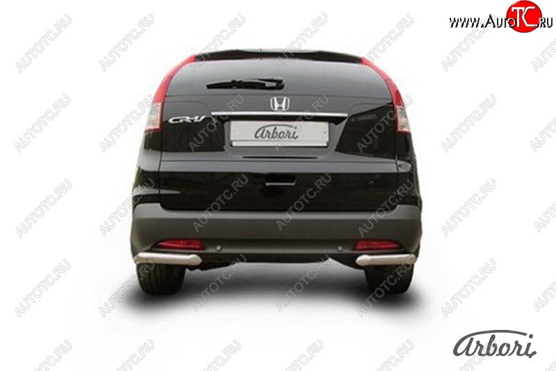 8 999 р. Защита заднего бампера Arbori (уголки, нержавейка, 1 труба d57 mm). Honda CR-V RM1,RM3,RM4 дорестайлинг (2012-2015)  с доставкой в г. Воронеж