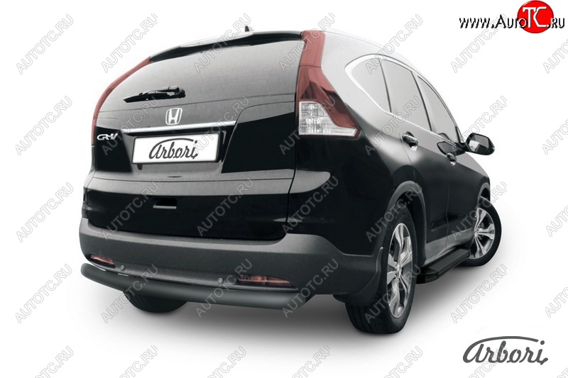 7 379 р. Защита заднего бампера Arbori (черная, 1 труба d76 mm). Honda CR-V RM1,RM3,RM4 дорестайлинг (2012-2015)  с доставкой в г. Воронеж