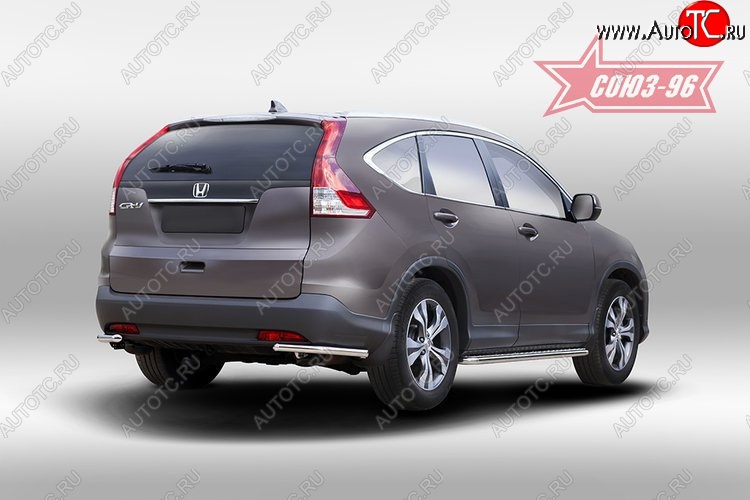 8 189 р. Защита заднего бампера из боковых уголков Souz-96 (d42) Honda CR-V RM1,RM3,RM4 дорестайлинг (2012-2015)  с доставкой в г. Воронеж
