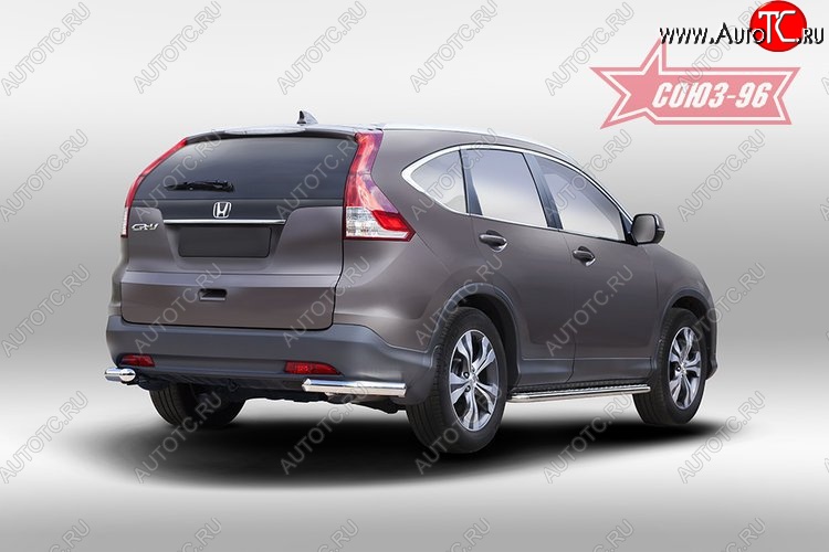 9 899 р. Защита заднего бампера из боковых уголков Souz-96 (d60) Honda CR-V RM1,RM3,RM4 дорестайлинг (2012-2015)  с доставкой в г. Воронеж