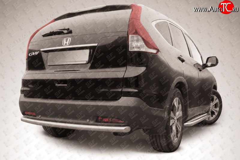 8 999 р. Защита заднего бампера из трубы диаметром 57 мм Slitkoff Honda CR-V RM1,RM3,RM4 дорестайлинг (2012-2015) (Нержавейка, Полированная)  с доставкой в г. Воронеж
