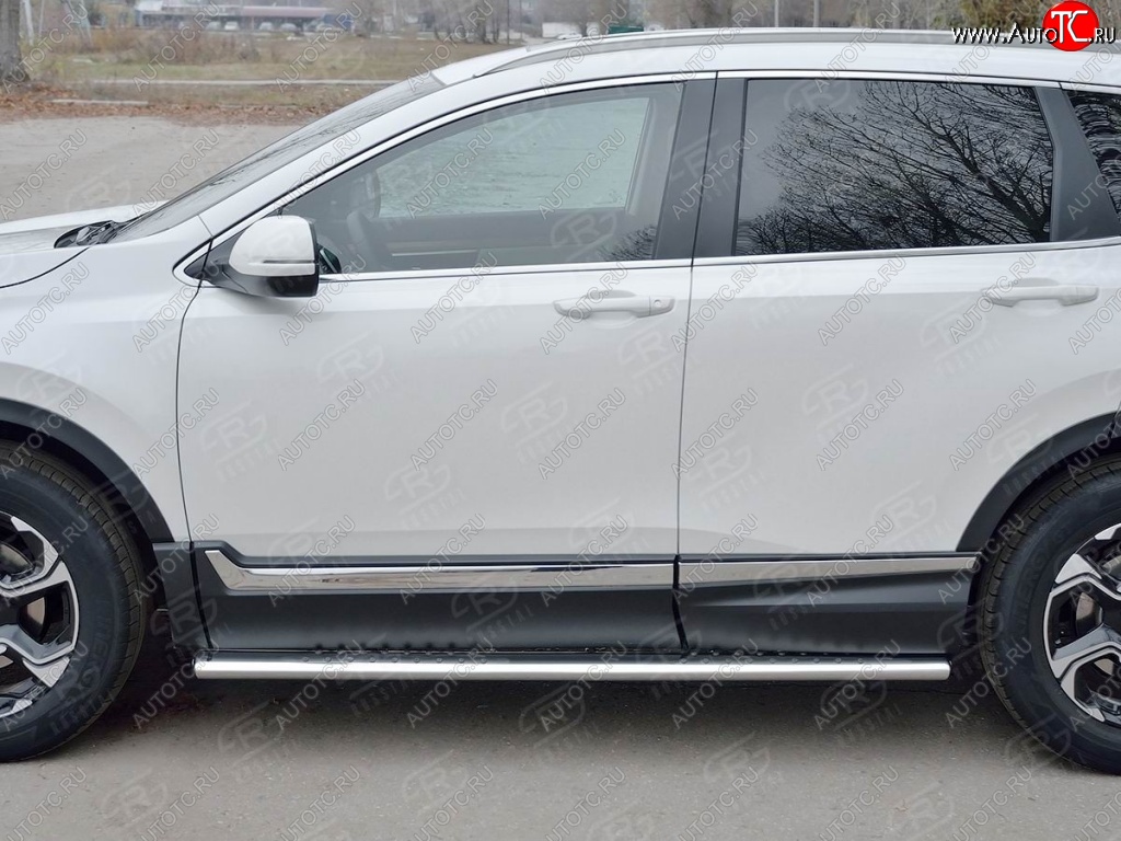19 399 р. Защита порогов Russtal из овальной трубы d120х60 с проступью Russtal Honda CR-V RW,RT дорестайлинг (2016-2020)  с доставкой в г. Воронеж