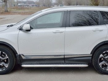 30 799 р. Широкая защита порогов из трубы диаметром 63 мм SLITKOFF v2  Honda CR-V  RW,RT (2016-2020) дорестайлинг  с доставкой в г. Воронеж. Увеличить фотографию 3