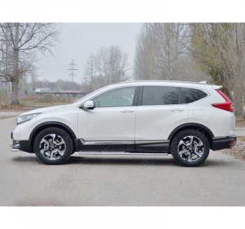 16 649 р. Защита порогов Russtal из овальной трубы d75х42 с проступью Russtal Honda CR-V RW,RT дорестайлинг (2016-2020)  с доставкой в г. Воронеж. Увеличить фотографию 2