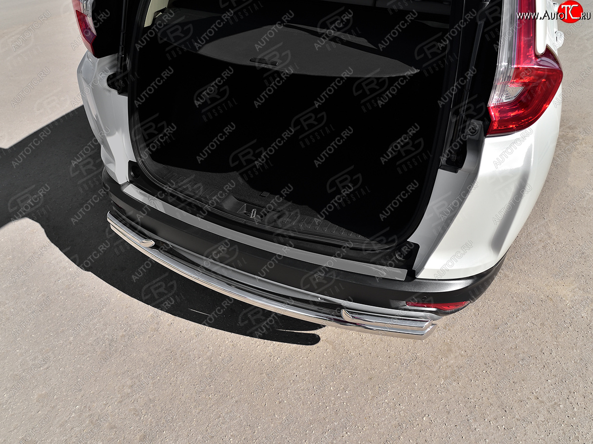 1 999 р. Защитная накладка заднего бампера на Russtal Honda CR-V RW,RT дорестайлинг (2016-2020) (Нержавейка полированная)  с доставкой в г. Воронеж