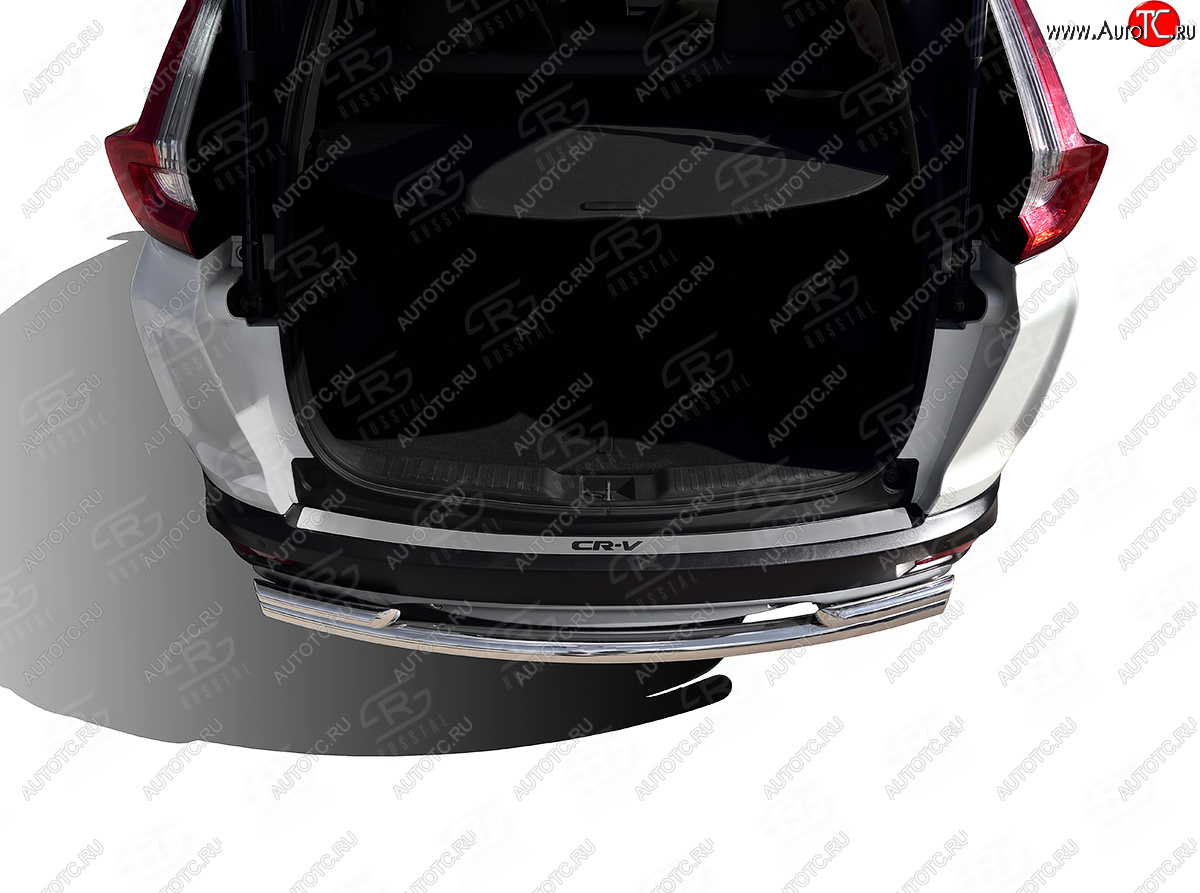 3 099 р. Защитная накладка заднего бампера Russtal (надпись) Honda CR-V RW,RT дорестайлинг (2016-2020)  с доставкой в г. Воронеж