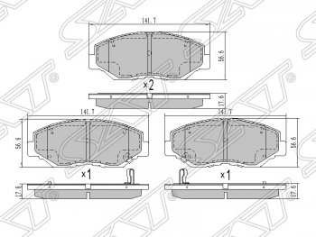 1 279 р. Колодки тормозные SAT (передние) Honda Accord 7 CL седан дорестайлинг (2002-2005)  с доставкой в г. Воронеж. Увеличить фотографию 1