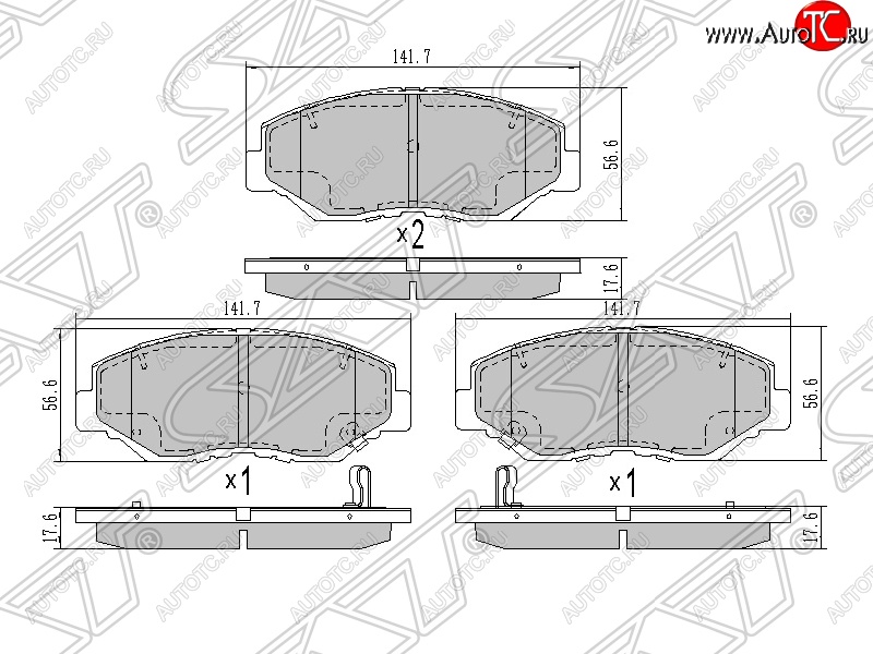 1 289 р. Колодки тормозные SAT (передние) Honda Accord 7 CL седан дорестайлинг (2002-2005)  с доставкой в г. Воронеж