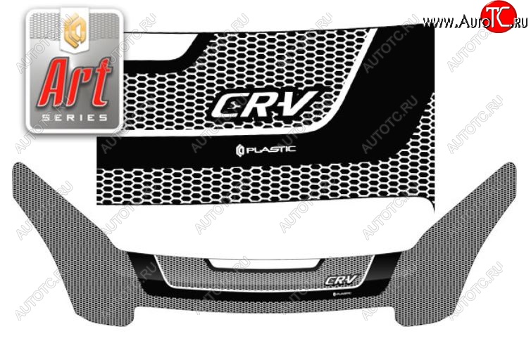 2 879 р. Дефлектор капота CA-Plastiс exclusive  Honda CR-V  RD4,RD5,RD6,RD7,RD9  (2001-2006) дорестайлинг, рестайлинг (Серия Art черная)  с доставкой в г. Воронеж