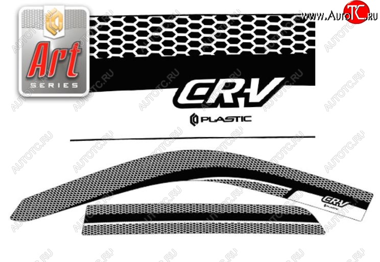 2 199 р. Дефлектора окон CA-Plastic  Honda CR-V  RD4,RD5,RD6,RD7,RD9  (2001-2006) дорестайлинг, рестайлинг (Серия Art белая, Без хром.молдинга)  с доставкой в г. Воронеж