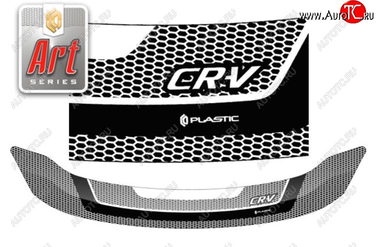 2 159 р. Дефлектор капота CA-Plastiс  Honda CR-V  RE1,RE2,RE3,RE4,RE5,RE7 (2009-2012) рестайлинг (Серия Art белая)  с доставкой в г. Воронеж