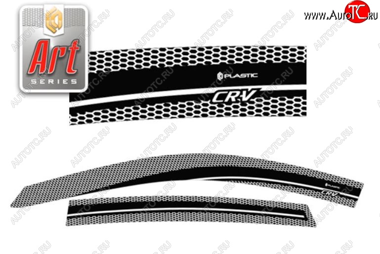 2 199 р. Дефлектора окон CA-Plastic  Honda CR-V  RE1,RE2,RE3,RE4,RE5,RE7 (2009-2012) рестайлинг (Серия Art белая, Без хром.молдинга)  с доставкой в г. Воронеж