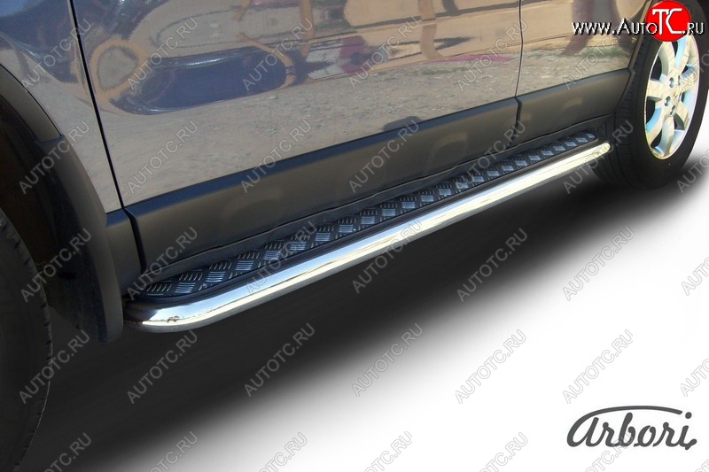 14 219 р. Защита штатных порогов с листом Arbori (нержавейка, алюминий, d57)  Honda CR-V  RE1,RE2,RE3,RE4,RE5,RE7 (2009-2012) рестайлинг  с доставкой в г. Воронеж