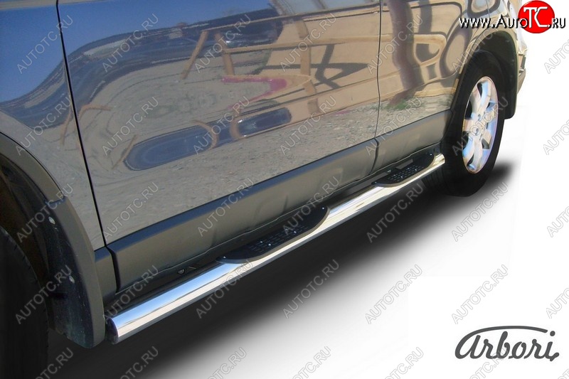 14 579 р. Защита штатных порогов Arbori (с проступью, нержавейка, d76 mm).  Honda CR-V  RE1,RE2,RE3,RE4,RE5,RE7 (2009-2012) рестайлинг  с доставкой в г. Воронеж