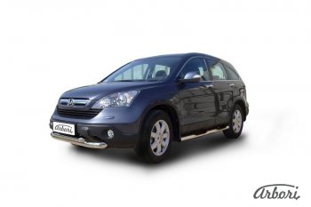 14 579 р. Защита переднего бампера Arbori (нержавейка, 2 трубы d57 и 57 mm) Honda CR-V RE1,RE2,RE3,RE4,RE5,RE7 рестайлинг (2009-2012)  с доставкой в г. Воронеж. Увеличить фотографию 2