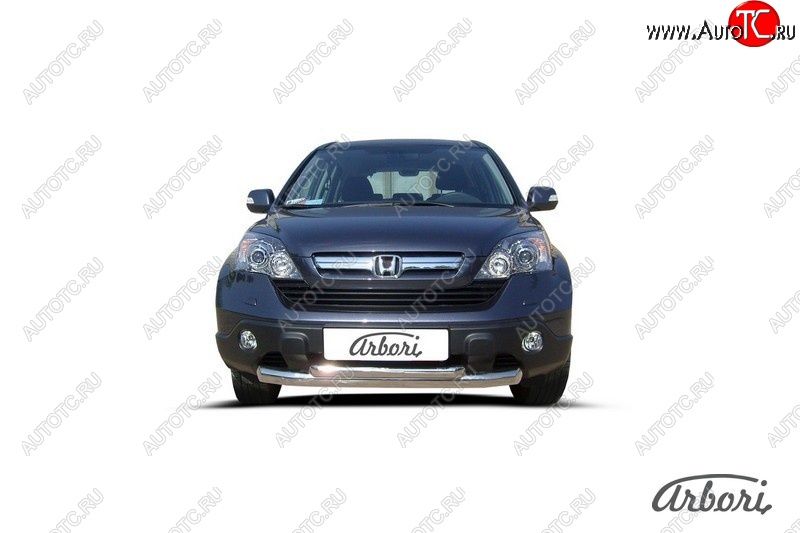 14 579 р. Защита переднего бампера Arbori (нержавейка, 2 трубы d57 и 57 mm) Honda CR-V RE1,RE2,RE3,RE4,RE5,RE7 рестайлинг (2009-2012)  с доставкой в г. Воронеж