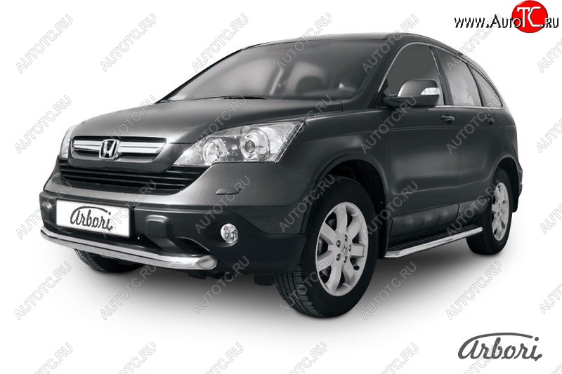 13 319 р. Защита переднего бампера Arbori (нержавейка, 1 труба d76 mm). Honda CR-V RE1,RE2,RE3,RE4,RE5,RE7 рестайлинг (2009-2012)  с доставкой в г. Воронеж