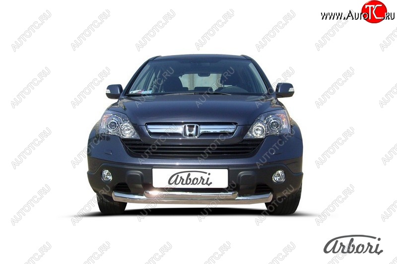 8 369 р. Защита переднего бампера Arbori (2 трубы d76 и 57 mm) Honda CR-V RE1,RE2,RE3,RE4,RE5,RE7 рестайлинг (2009-2012) (черная)  с доставкой в г. Воронеж