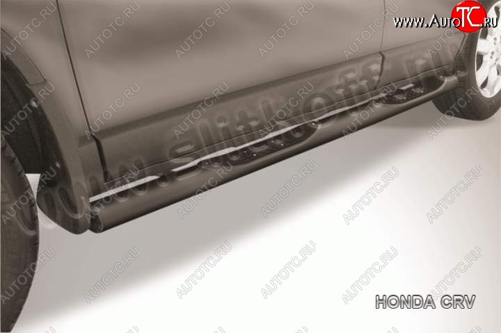 12 399 р. Защита порогов из труб d76 Slitkoff (с проступями) Honda CR-V RE1,RE2,RE3,RE4,RE5,RE7 рестайлинг (2009-2012) (Цвет: серебристый)  с доставкой в г. Воронеж