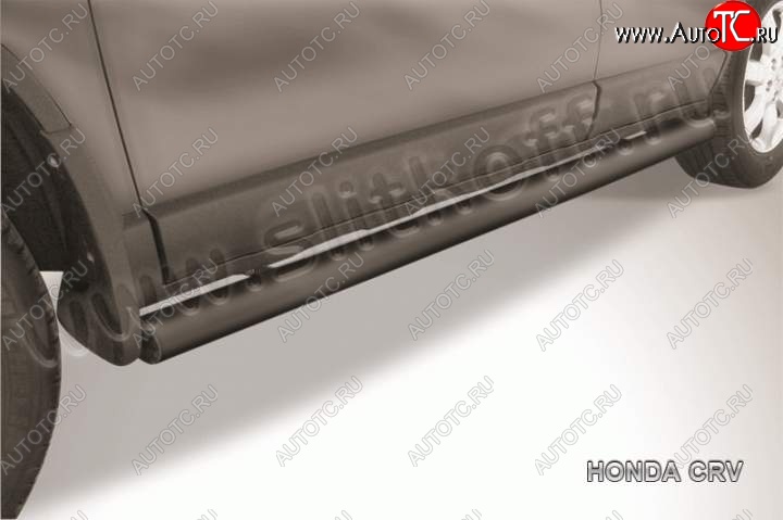 10 599 р. Защита порогов из труб d76 Slitkoff Honda CR-V RE1,RE2,RE3,RE4,RE5,RE7 рестайлинг (2009-2012) (Цвет: серебристый)  с доставкой в г. Воронеж