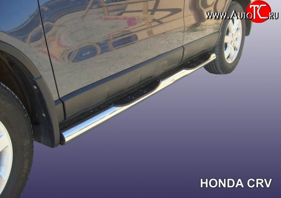 17 699 р. Защита порогов из трубы d76 мм с пластиковыми вставками для ног Slitkoff Honda CR-V RE1,RE2,RE3,RE4,RE5,RE7 рестайлинг (2009-2012) (Нержавейка, Полированная)  с доставкой в г. Воронеж