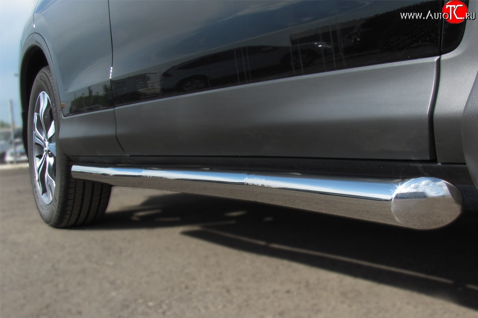 77 999 р. Защита порогов из круглой трубы диаметром 76 мм Russtal Honda CR-V RE1,RE2,RE3,RE4,RE5,RE7 рестайлинг (2009-2012) (Защита порогов с со скосами на торцах (вариант 1))  с доставкой в г. Воронеж