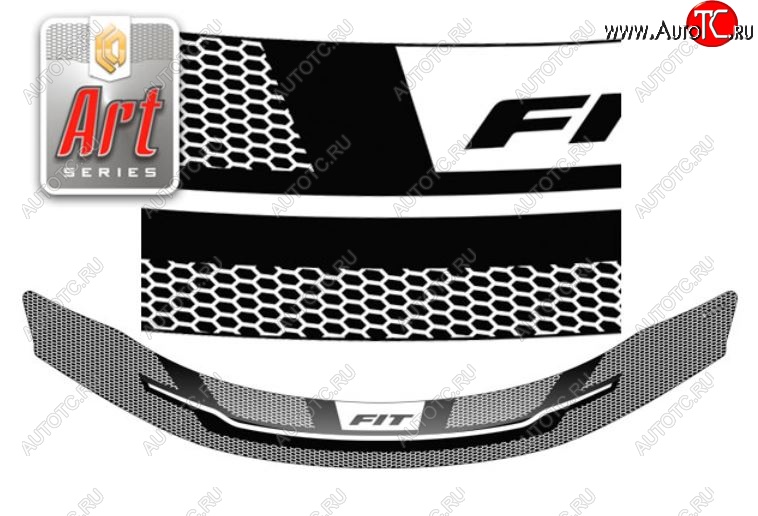 2 199 р. Дефлектор капота CA-Plastiс  Honda Fit ( GP,GK,  3,  3 GP,GK) (2013-2020)  дорестайлинг, GP,GK 1-ый рестайлинг, 2-ой рестайлинг (Серия Art графит)  с доставкой в г. Воронеж