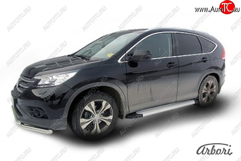 10 979 р. Порожки для ног Arbori Optima Silver Honda CR-V RM1,RM3,RM4 рестайлинг (2014-2018)  с доставкой в г. Воронеж
